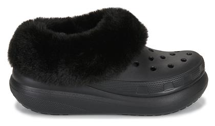 Crocs Furever Crush Κλειστές Γυναικείες Παντόφλες Με γούνα σε Μαύρο χρώμα