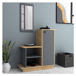 Cute Έπιπλο Εισόδου με Καθρέπτη & Παπουτσοθήκη Φυσικό Οξιάς - Ανθρακί 90x35x95εκ.