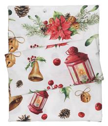 Das Home Christmas Χριστουγεννιάτικο Τραπεζομάντηλο Υφασμάτινο Κοκκινο / Μπεζ / Χρυσο Μ180xΠ140εκ.