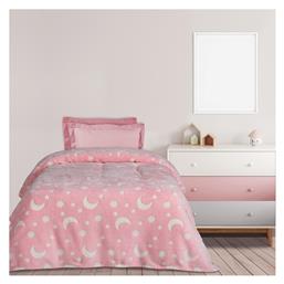 Das Home Κουβέρτα Fleece Moon Φωσφορίζουσα Pink, White 160x220εκ.