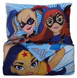 Das Home Super Hero Girls 5005 Σετ Σεντόνια Μονά Βαμβακερά σε Γαλάζιο Χρώμα 260x160cm 2τμχ