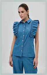 Dejavu Αμάνικο Γυναικείο Τζιν Πουκάμισο Denim