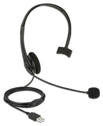 DeLock Mono Lightweight On Ear Multimedia Ακουστικά με μικροφωνο και σύνδεση USB-A