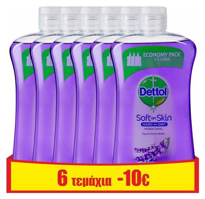 Dettol Lavender Soft On Skin Hard On Dirt Refill Liquid Soap 6 x 750ml από το e-Fresh