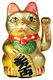 Διακοσμητική Γάτα από Κεραμικό Υλικό Maneki Neko σε Χρυσό 17cm