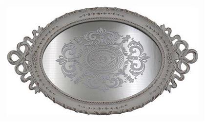 Διακοσμητικός Δίσκος Μεταλλικός Οβάλ με Καθρέπτη 39.5x3.5x23.5cm