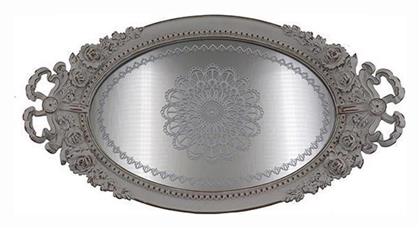 Διακοσμητικός Δίσκος Μεταλλικός Οβάλ με Καθρέπτη 44.2x4.2x24cm