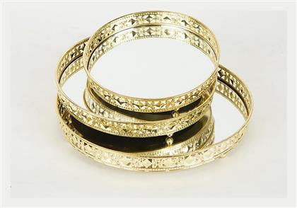 Διακοσμητικός Δίσκος Μεταλλικός Στρογγυλός με Καθρέπτη 25x25x4cm 3τμχ