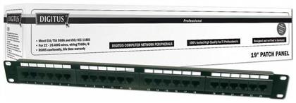 Digitus Patch Panel Unshielded για Rack 1U 19'' 24 Θυρών cat6 Μαύρο