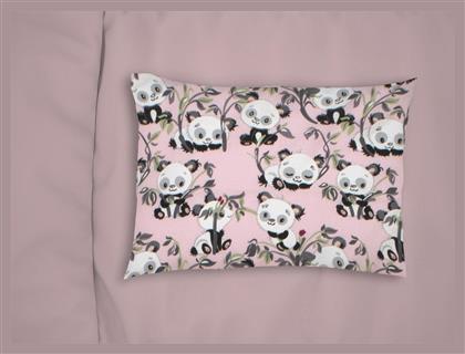 Dimcol Bebe Panda Bear Βρεφική Μαξιλαροθήκη από 100% Βαμβάκι Pink 35x45εκ. από το Aithrio