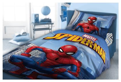 Dimcol Spiderman 812 Σετ Σεντόνια Μονά Βαμβακερά σε Μπλε Χρώμα 160x240cm 2τμχ