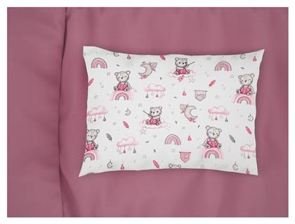 Dimcol Βρεφική Μαξιλαροθήκη από 100% Βαμβάκι White-pink 35x45εκ.
