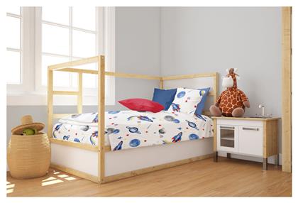 Dimcol Βρεφική Παπλωματοθήκη Bebe Space White-blue 120x160εκ.