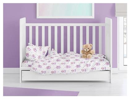 Dimcol Βρεφική Παπλωματοθήκη Bebe White-Lilac 120x160εκ.