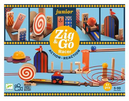 Djeco Παιχνίδι Κατασκευών Ξύλινo Ντόμινο Zig & Go για Παιδιά 5+ Ετών