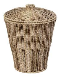 Δοχειο Διακοσμητικό Καλάθι Ψάθινο με Καπάκι Μπεζ 25x25x35εκ.