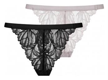 Dorina Γυναικεία String 2Pack με Δαντέλα Black/lilac