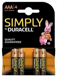 Duracell Simply Αλκαλικές Μπαταρίες AAA 1.5V 4τμχ