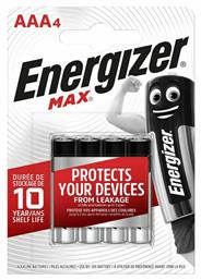 Energizer Max Αλκαλικές Μπαταρίες AAA 1.5V 4τμχ