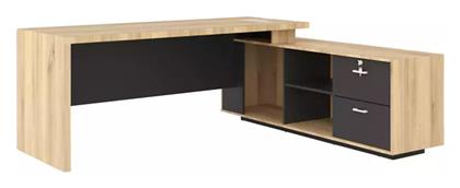 Επαγγελματικό Γραφείο Amazon με Βιβλιοθήκη 200x170x75εκ. Φυσική-ανθρακί