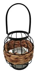 Espiel Φαναράκι Ψάθινο Επιτραπέζιο Μαύρο 17x17x20εκ.