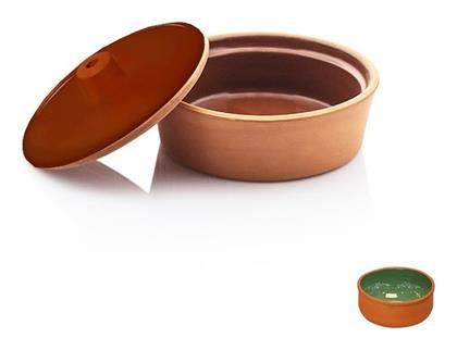 Espiel Terracotta Στρογγυλό Πυρίμαχο Σκεύος Κεραμικό με Καπάκι 15x15x6cm