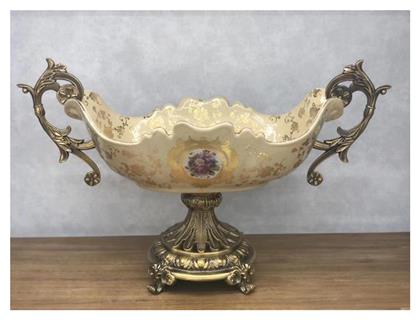 Estheti Home Φοντανιερα Πορσελανινη Μπεζ Χρυση 50.5x20x31cm 819-00088