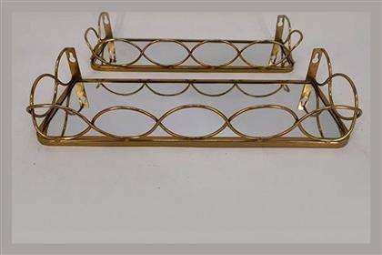 Estheti Home Σετ 2 Ράφι Μεταλλικό Χρυσό Επιφάνεια Καθρέφτη 40x15.5x6.5cm/38x12x6.5cm 750-31520