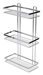 Estia Elegant Επιτοίχια Ραφιέρα Μπάνιου Inox με 3 Ράφια 25.1x12.5x46cm Ασημί
