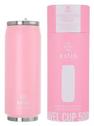 Estia Travel Cup Save The Aegean Ποτήρι Θερμός με Καλαμάκι Baby Pink 500ml