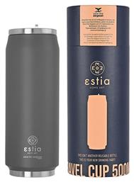 Estia Travel Cup Save The Aegean Ποτήρι Θερμός με Καλαμάκι Matte Grey 500ml