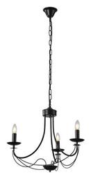 Eurolamp Πολυέλαιος 3xE14 με Κρύσταλλα Μαύρος 144-47012