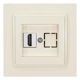 Eurolamp Πρίζα HDMI με Πλαίσιο σε Μπεζ χρώμα 152-10261