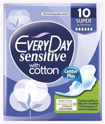 Every Day Sensitive with Cotton Super Ultra Plus Σερβιέτες με Φτερά για Αυξημένη Ροή 6 Σταγόνες 10τμχ από το ΑΒ Βασιλόπουλος