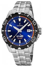 Festina Diver Ρολόι Μπαταρίας με Ασημί Μεταλλικό Μπρασελέ