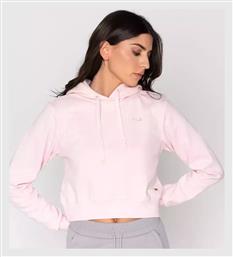 Fila Cropped Γυναικείο Φούτερ με Κουκούλα Ροζ