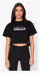 Fila Evelyn Κοντομάνικο Crop Top Μαύρο