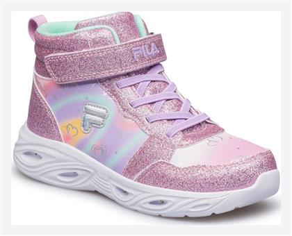 Fila Παιδικά Sneakers High Ανατομικά με Σκρατς & Φωτάκια Ροζ