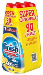 Finish All in One Max Gel Πλυντηρίου Πιάτων με Άρωμα Λεμόνι 3x600ml 90 Μεζούρες