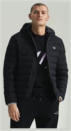 Fred Perry Ανδρικό Χειμωνιάτικο Μπουφάν Puffer Μαύρο