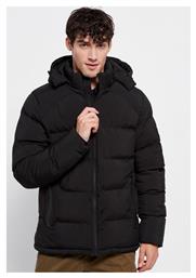 Funky Buddha Ανδρικό Χειμωνιάτικο Μπουφάν Puffer Μαύρο