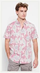 Funky Buddha Ανδρικό Πουκάμισο Κοντομάνικο Floral Ροζ