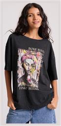 Funky Buddha Γυναικείο T-shirt Ριγέ Μαύρο