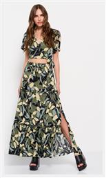 Funky Buddha Midi Φούστα Floral σε Μαύρο χρώμα