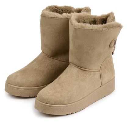 Funky Buddha Suede Γυναικεία Μποτάκια με Πλατφόρμα Μπεζ
