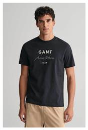 Gant Ανδρικό T-shirt Κοντομάνικο Μαύρο