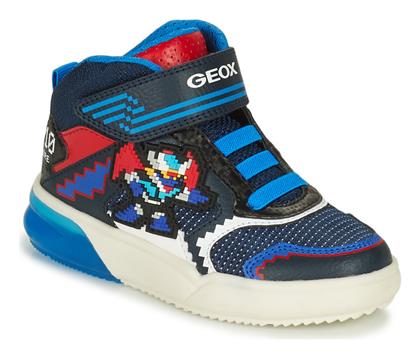 Geox Παιδικά Sneakers High Grayjay Ανατομικά με Φωτάκια Μπλε