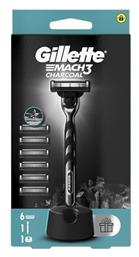 Gillette Mach 3 Charcoal Ξυραφάκι Σώματος με Ανταλλακτικές Κεφαλές 3 Λεπίδων & Λιπαντική Ταινία 6τμχ