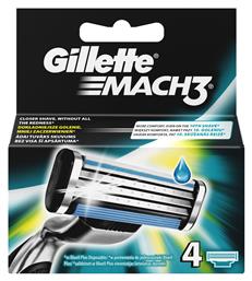 Gillette Mach3 Ανταλλακτικές Κεφαλές με 3 Λεπίδες και Λιπαντική Ταινία 4τμχ από το Esmarket