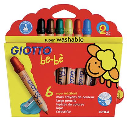 Giotto Be-Be Super Washable Ξυλομπογιές 6τμχ & Ξύστρα από το Moustakas Toys